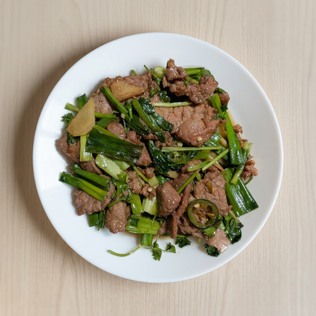 香菜炒牛肉 Stir Fry Beef With Cilantro.